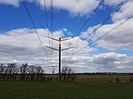 Högspänningsledningen tvärs över Jylland vid Skydstrups flygfält.