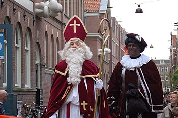 Portrait of Sinterklaas and Zwarte Piet.