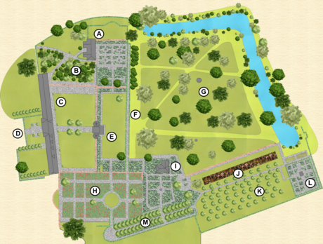 labelled map of the gardens