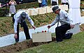 Vertreter des Burgenländischen Kameradschaftsbundes bei der Beisetzung der Särge der insgesamt 38 Angehörige der Roten Armee.