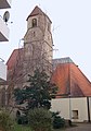 Nordseite der Spitalkirche mit transparentem Zeltdach (seit 1982)