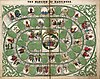 The sixty-six space spiral track of The Mansion of Happiness (1843) depicts various Christian virtues and vices.