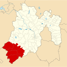Mapa de Tierra Caliente en el Estado de México.