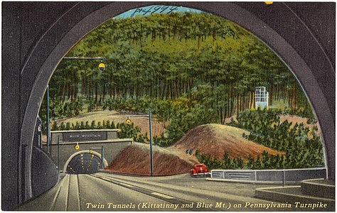 Twin Tunnels (Kittatinny and Blue Mountain.) sur le Pennsylvania Turnpike. Idem