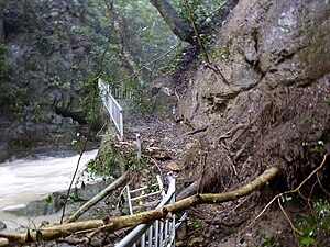 Small mud slide near a waterfall in Chikusa He...