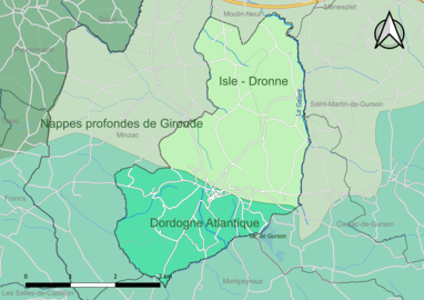 Carte en couleur présentant le(s) SAGE couvrant le territoire communal