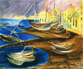 Bateaux de pêche dans le port (c.1925)