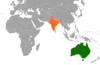 Location map for Australia and India.