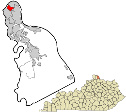 Location in Campbell County and the state of Kentucky.