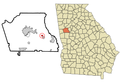 Location in Coweta County and the state of Georgia