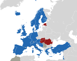 Um mapa colorido dos países da Europa