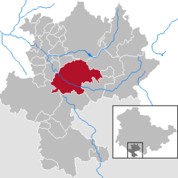 Hildburghausens läge i Thüringen