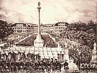 Einweihung des hölzernen Vorgängers der Jubiläumssäule am 28. September 1841.