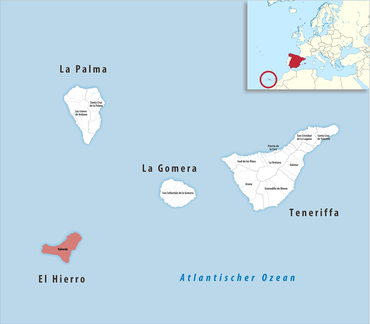 Die Lage des Gerichtsbezirk Valverde in der Provinz Santa Cruz de Tenerife