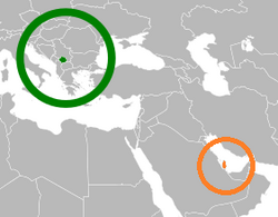Карта с указанием местоположения Косово и Катара