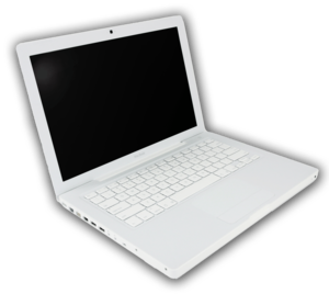 White MacBook laptop