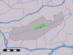 The town centre (dark green) and the statistical district (light green) of Gijbeland in the former municipality of Graafstroom.