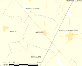 Carte de la commune d'Allonnes.