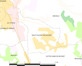 Mapa obce Saint-Vincent-de-Boisset