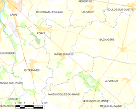 Mapa obce Parné-sur-Roc