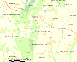 Mapa obce Villiers-sur-Tholon