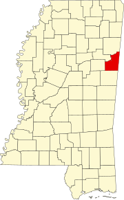 朗茲縣在密西西比州的位置