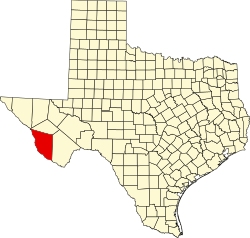 map of Texas highlighting Presidio County
