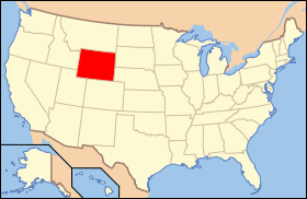 Kort over USA med Wyoming markeret