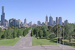 Il CBD visto dal Shrine of Remembrance