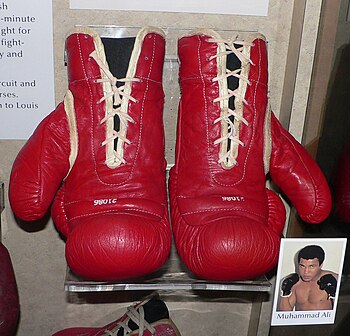 A pair of Muhammad Ali's boxing gloves, on dis...