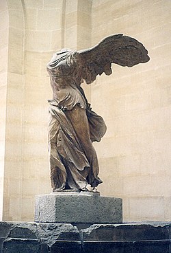 One of the most famous sculptures in the Louvre: The Winged Victory of Samothrace, created in 200 BC in commemoration of a Greek naval victory at Rhodes