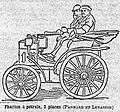 Panhard et Levassor 'Phaeton a petrole' Émile Levassor finished 5th Le Petit Journal – Contest for Horseless Carriages, Paris-Rouen. Le Petit Journal Sunday 22 July 1894