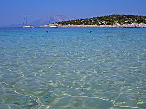 Psalida (in Greek Ψαλίδα) beach; beautiful whi...