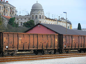 Croatian railway passing Pula station