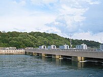 {{En icon}} Dam of the tidal power plant on th...