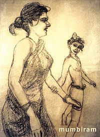 "I let him persuade me" by Mumbiram, Charcoal, 1986, Pune