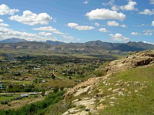 Blick auf die Stadt Roma, Lesotho