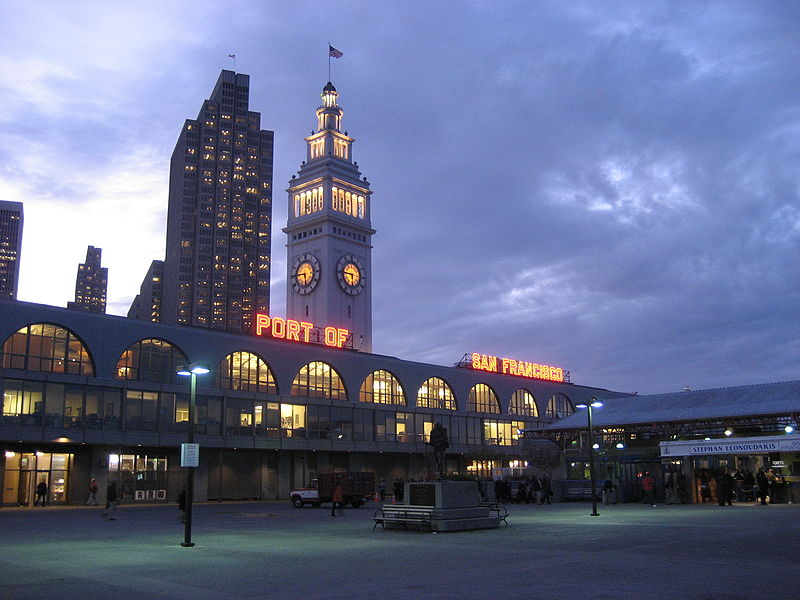 File:SF Ferry Building at night.JPG