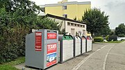 Sorted waste containers in Derendigen, Switzerland