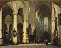 De Pieterskerk in Leiden, 1855; oaljeferve op paniel, Museum Boijmans Van Beuningen