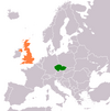 Location map for the Czech Republic and the United Kingdom.