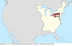 Map of the change to the United States in central North America on September 27, 1777