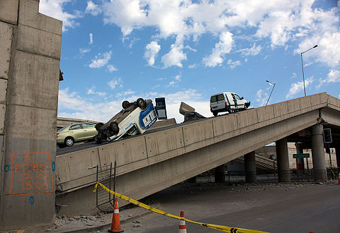 Collapsed Vespucio Norte Express Highway in Santiago, after the February earthquake.