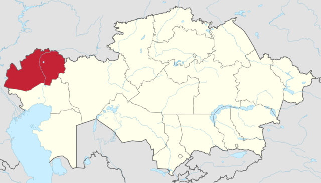 Қазақстан картасындағы Батыс Қазақстан облысы