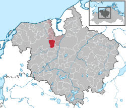 Elhelyezkedése Mecklenburg-Elő-Pomeránia térképén