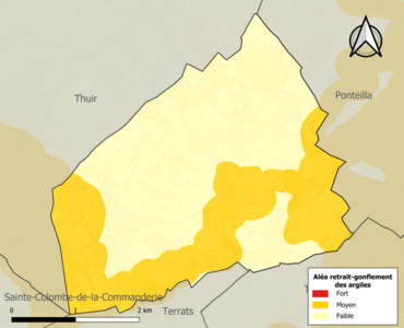 Carte des zones d'aléa retrait-gonflement des argiles.