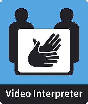 English: A Video Interpreter sign used at vide...