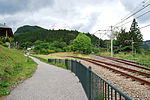 アプトの道（旧線跡）と新線跡の分岐点。