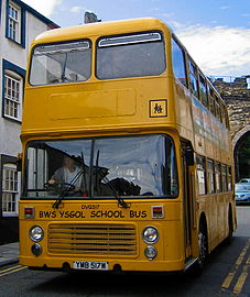 1981 Bristol VRT "BWS YSGOL" (Welsh translation of "school bus") in Wales in 2006