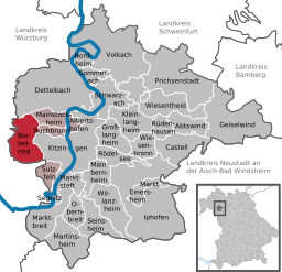 Läget för Biebelried i Landkreis Kitzingen